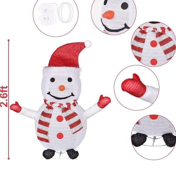 Christmas Snowman Decorations, Pre-lit 48LED Collapsible Snowman Battery nwt - Picture 2 of 6